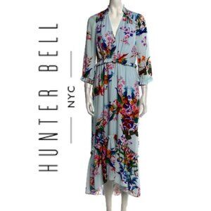 HUNTER BELL DRESS SZ 4 WILDFLOWERS RUFFLE TIERED EMBELLISHMENT QUIET LUXURY